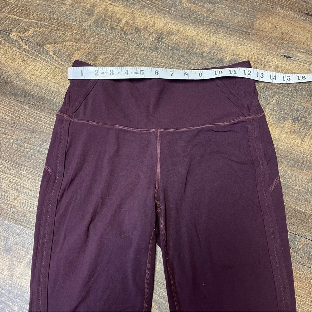 Athleta Peekaboo 7/8 Tight Leggings Womens Small Wine High Rise Mesh Yoga - Picture 3 of 12